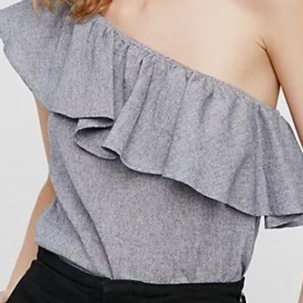 Free People Ella One Shoulder Ruffle Top Size S